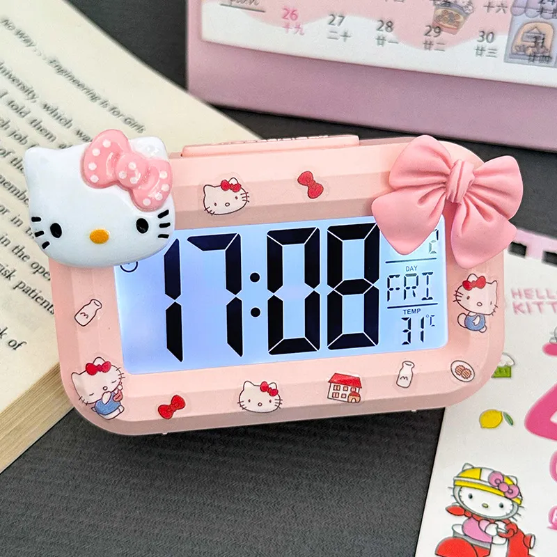 Mini Luminous Alarm Clock – Cute Multi-Function Night Light for Dorm Room, Silent Digital Desk Clock with Temperature Display & Timer